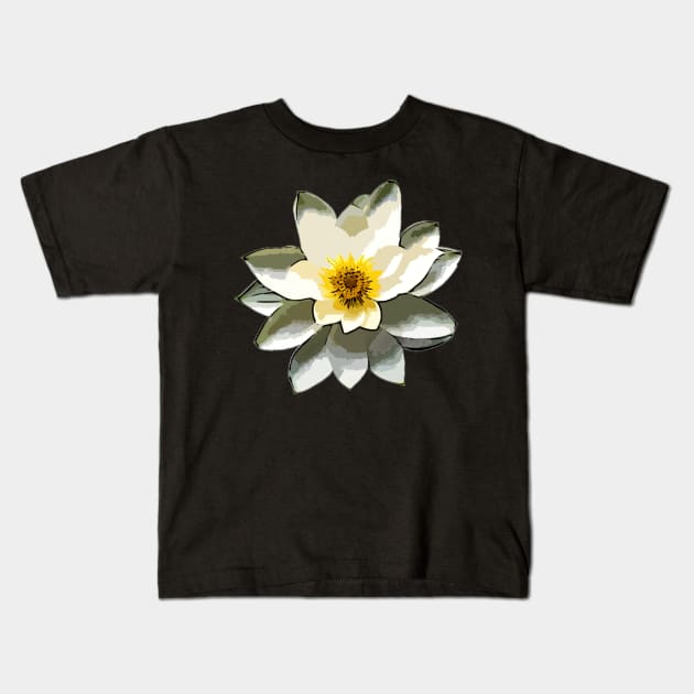 White Lotus - Lotus Flower Art Kids T-Shirt by BubbleMench
